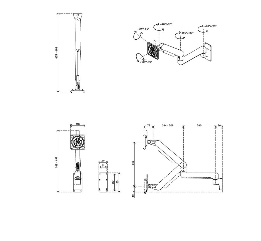 Viewprime plus monitorarm - wand 32