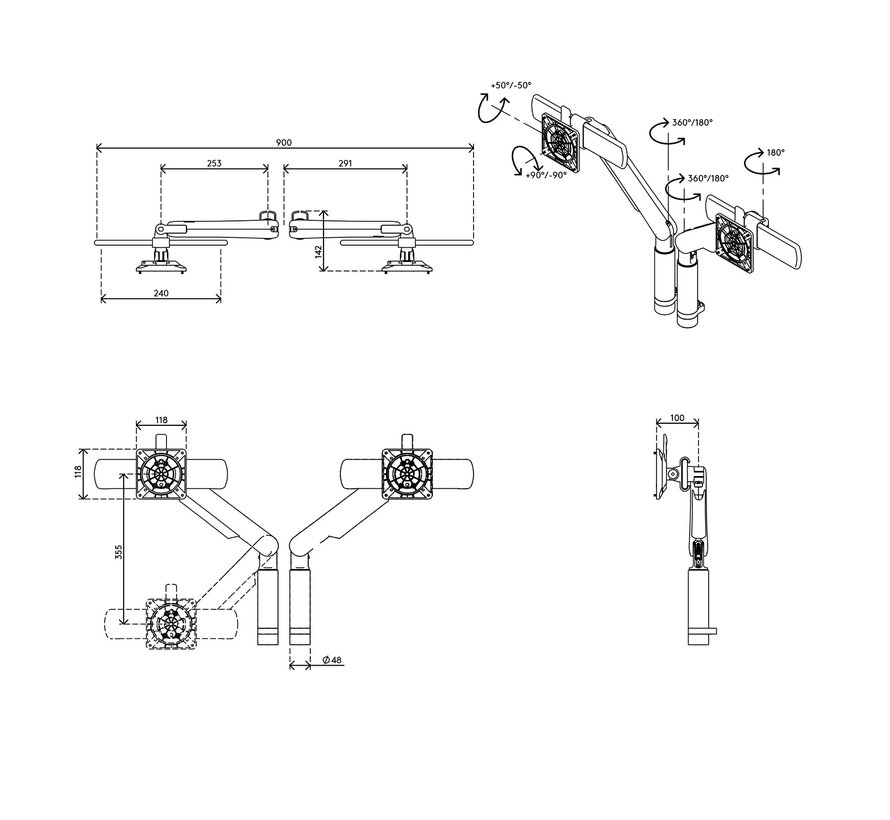 Viewprime plus monitorarm - bureau 210