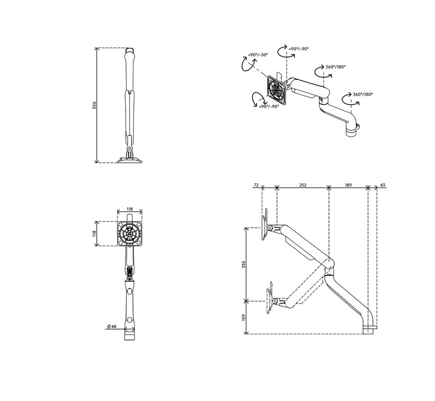 Viewprime plus monitorarm - bureau 110