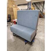 Treinbank - Blauw Grijs - 120 cm - 123 cm Hoog - Zwarte Houten Afwerking