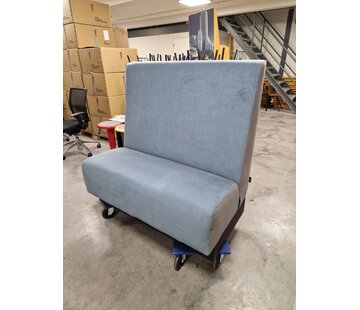 Treinbank - Blauw Grijs - 120 cm - 123 cm Hoog - Zwarte Houten Afwerking