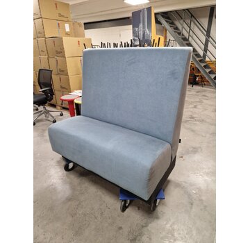 Treinbank - Blauw Grijs - 120 cm - 123 cm Hoog - Zwarte Houten Afwerking