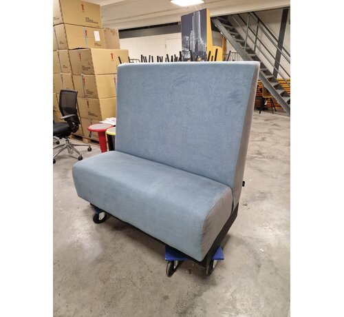 Treinbank - Blauw Grijs - 120 cm - 123 cm Hoog - Zwarte Houten Afwerking