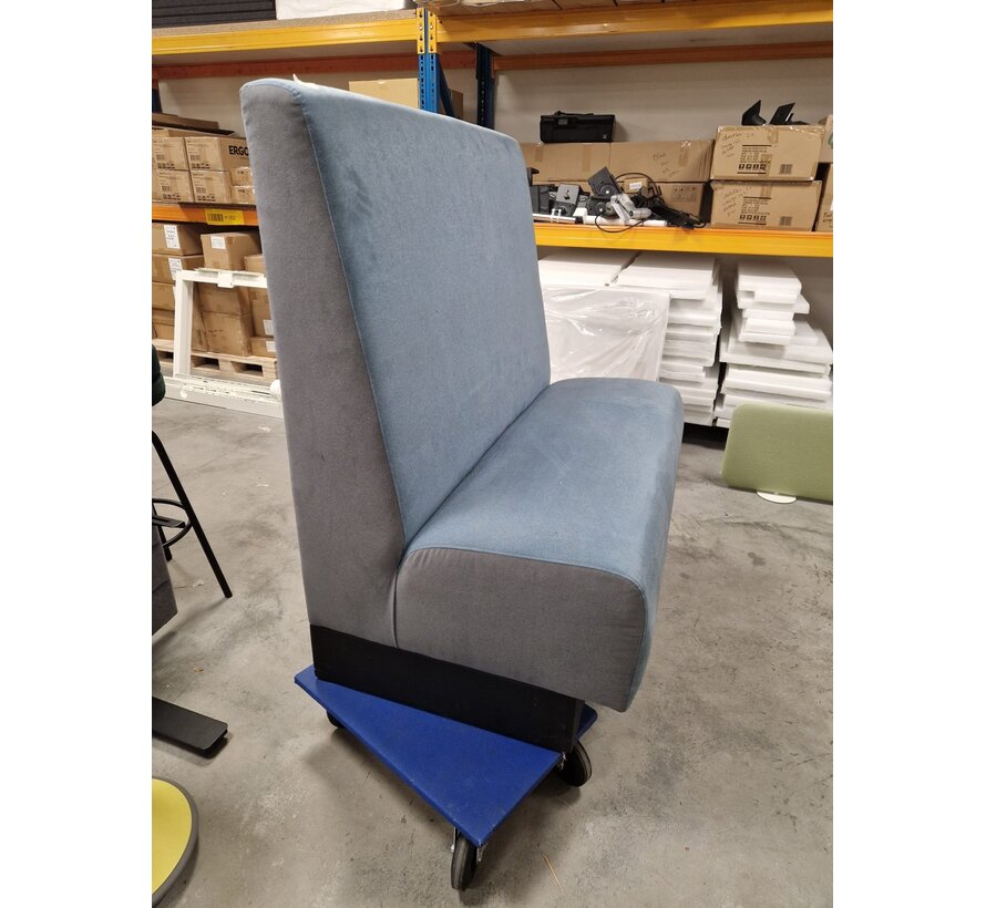 Treinbank - Blauw Grijs - 120 cm - 123 cm Hoog - Zwarte Houten Afwerking