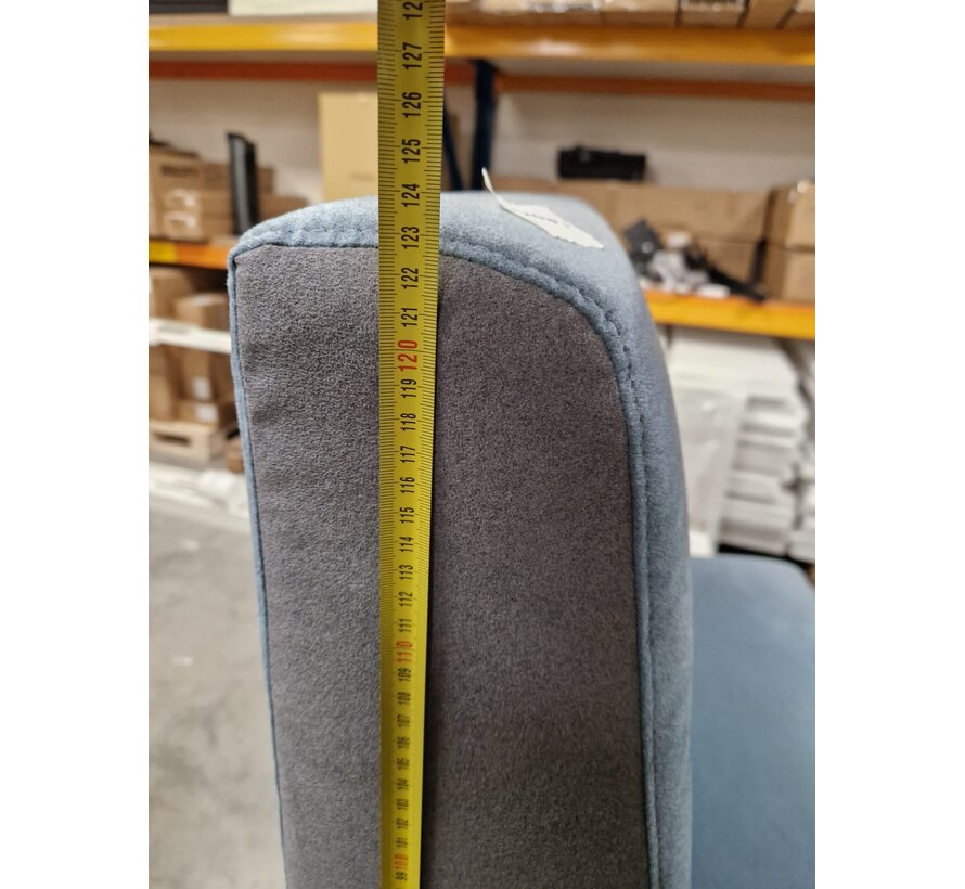 Treinbank - Blauw Grijs - 120 cm - 123 cm Hoog - Zwarte Houten Afwerking