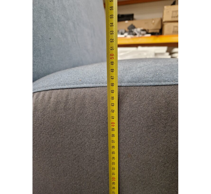 Treinbank - Blauw Grijs - 120 cm - 123 cm Hoog - Zwarte Houten Afwerking