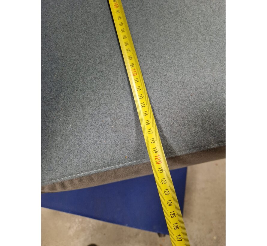 Treinbank - Blauw Grijs - 120 cm - 123 cm Hoog - Zwarte Houten Afwerking