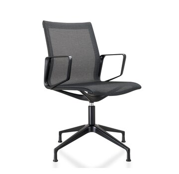 Design Mesh Zwarte Vergaderstoel met zwart gelakt aluminium frame