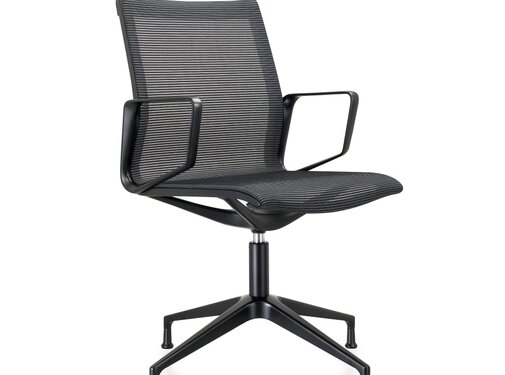 Design Mesh Zwarte Vergaderstoel met zwart gelakt aluminium frame