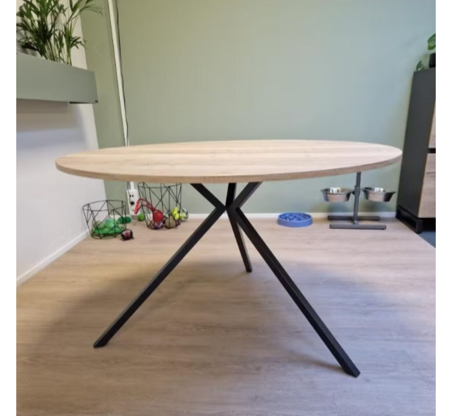 Outlet: Ronde vergadertafel zwart frame Ø120 cm