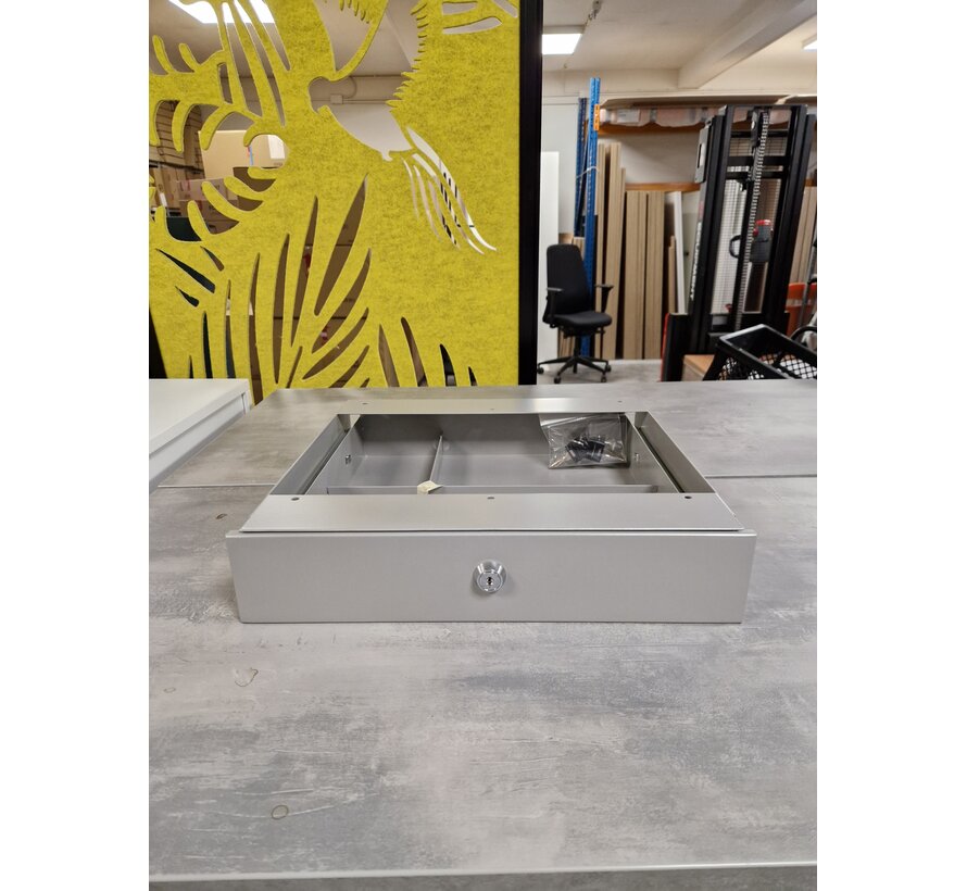 Outlet: Onderbouw Lade Metaal – Afsluitbaar – Zilver