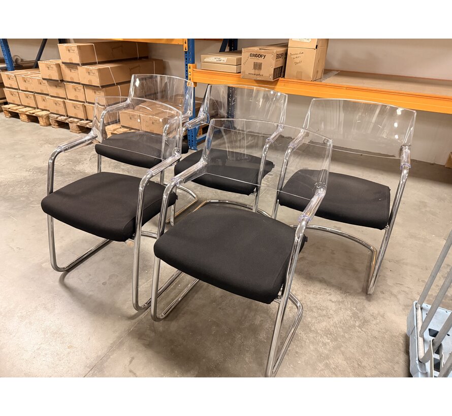 Outlet: 5 Vergaderstoelen van Sitland doorzichtige rugleuning