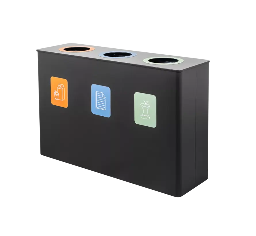Scheidingsbak 3x60L in zwart