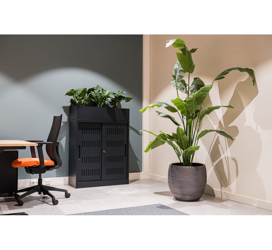 Schuifdeurkast Euro 125 cm x 90 cm x 40 cm  met Plantenbak