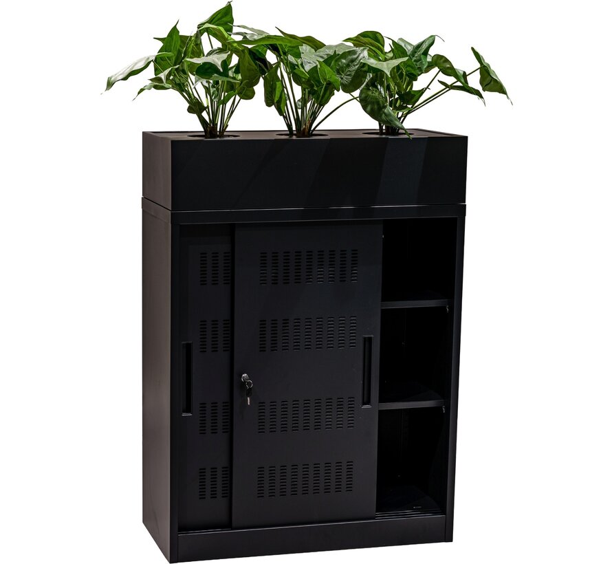 Schuifdeurkast Euro 125 cm x 90 cm x 40 cm  met Plantenbak
