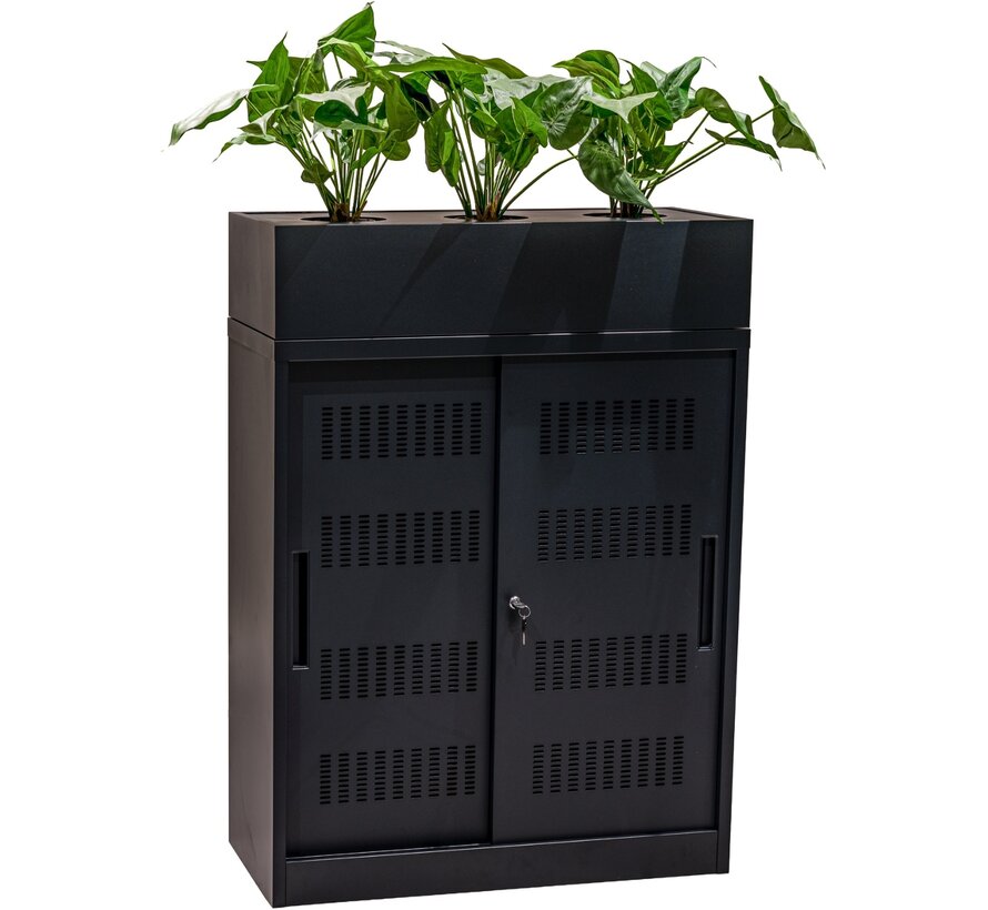 Schuifdeurkast Euro 125 cm x 90 cm x 40 cm  met Plantenbak