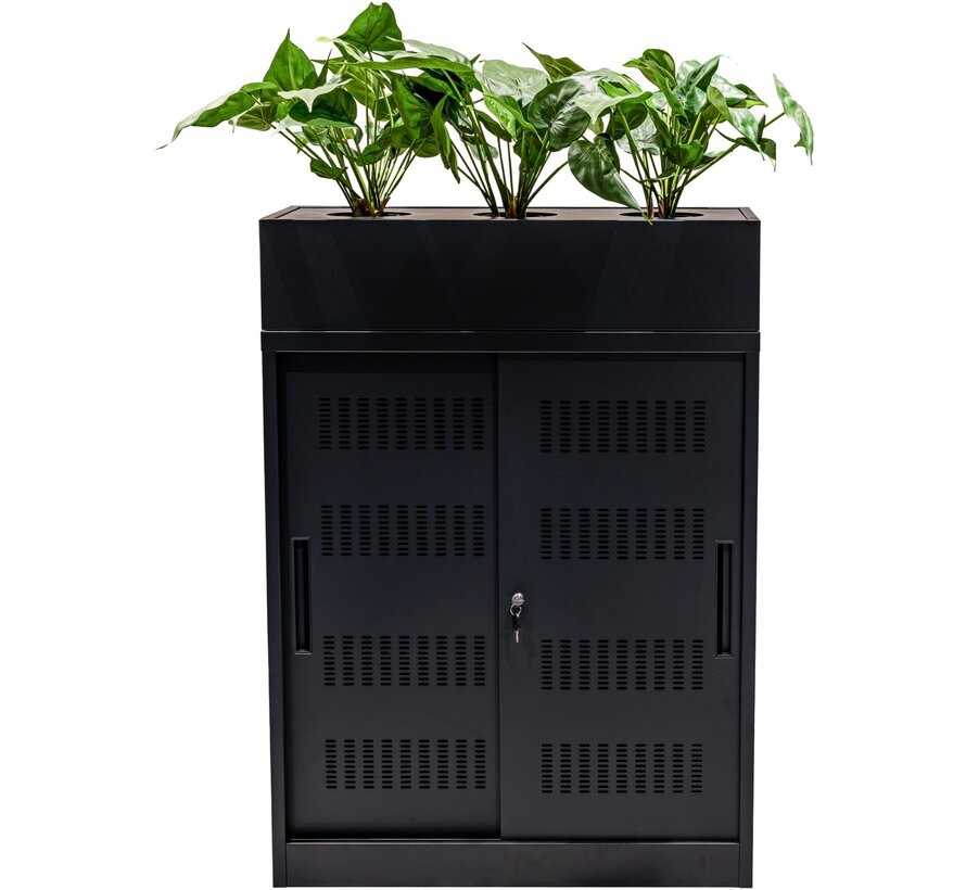 Schuifdeurkast Euro 125 cm x 90 cm x 40 cm  met Plantenbak