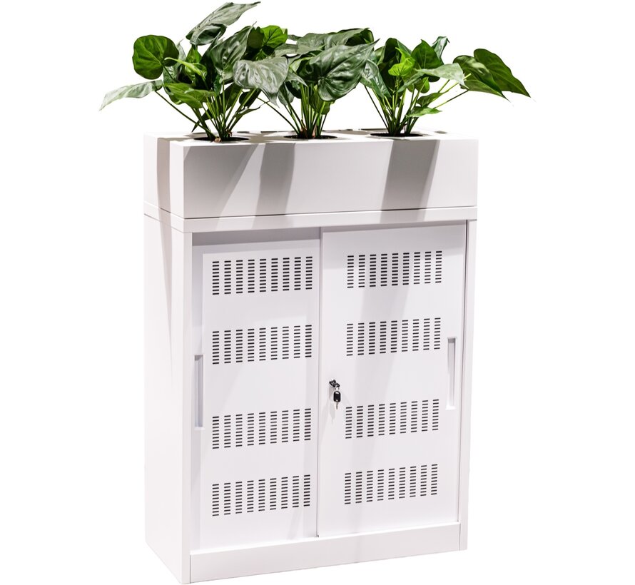 Schuifdeurkast Euro 125 cm x 90 cm x 40 cm  met Plantenbak