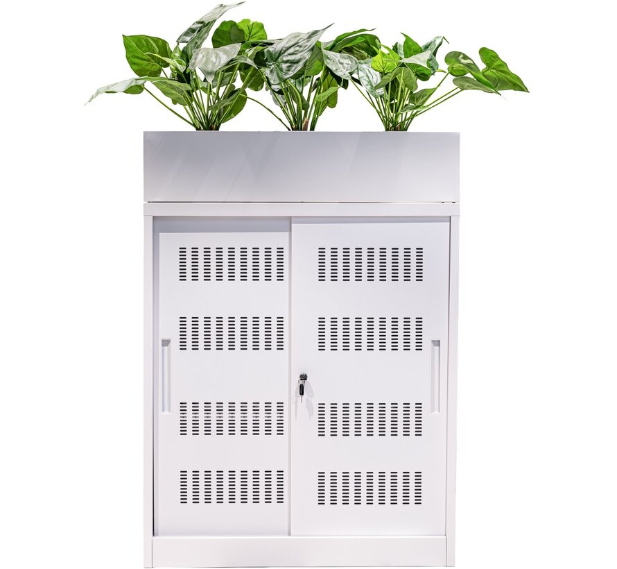 Schuifdeurkast Euro 125 cm x 90 cm x 40 cm  met Plantenbak