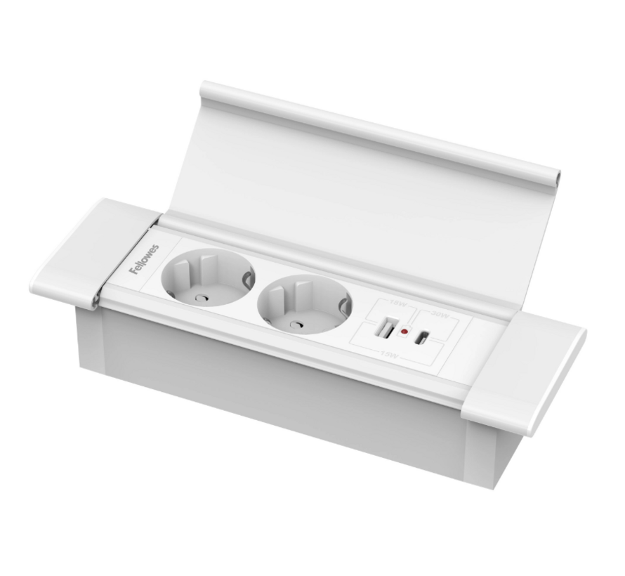 Bureaustekkerdoos Desk In Cover 2x stroom + USB A/C lader 30W