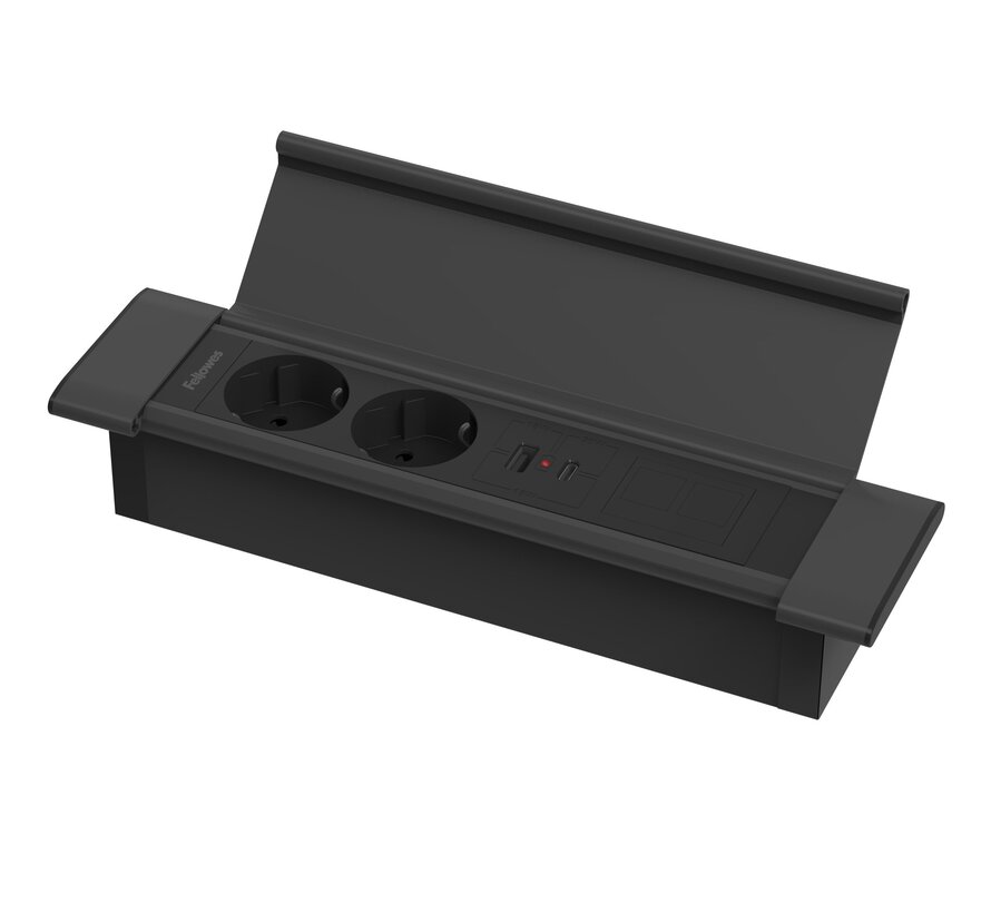 Bureaustekkerdoos Desk In Cover Multi  2x stroom + USB A/C lader 30W + 1x lege moduleplaat