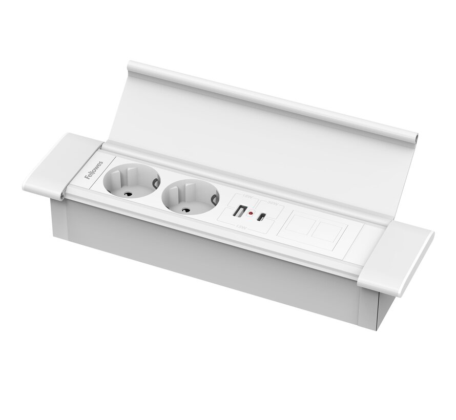 Bureaustekkerdoos Desk In Cover Multi  2x stroom + USB A/C lader 30W + 1x lege moduleplaat