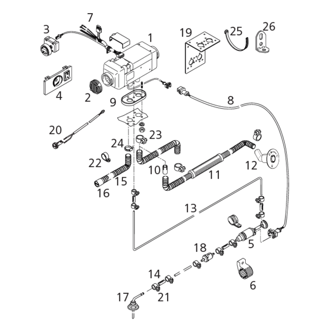 Webasto Webasto Air Top 2000 STC Marine 12 V Diesel standkachel met standaard heater control element
