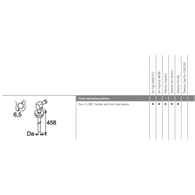 Webasto Tank extracting device 90°, thread M6, with accessories