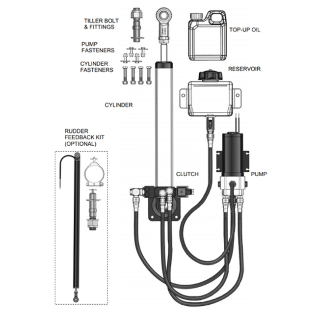 B&G  Hydraulic Ram T3 24V – krachtige en efficiënte geïntegreerde hydraulische stuurdrive voor maritieme autopilotsystemen
