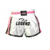 Kickboks Broekje Meisjes/Dames Wit-Roze Satijn