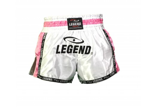 Kickboks Broekje Meisjes/Dames Wit-Roze Satijn