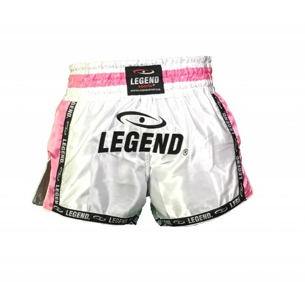 Kickboxing Shorts Girls/Ladies White-Pink Satin