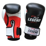 Legend Power Men's/Women's Boxing Gloves Black-White-Red Leather