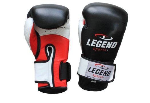 Legend Power Bokshandschoenen Heren?Dames Zwart-Wit-Rood Leer