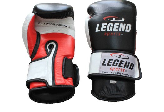 Legend Power Bokshandschoenen Heren?Dames Zwart-Wit-Rood Leer
