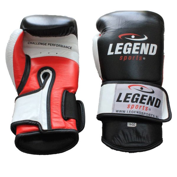 Legend Power Men's/Women's Boxing Gloves Black-White-Red Leather