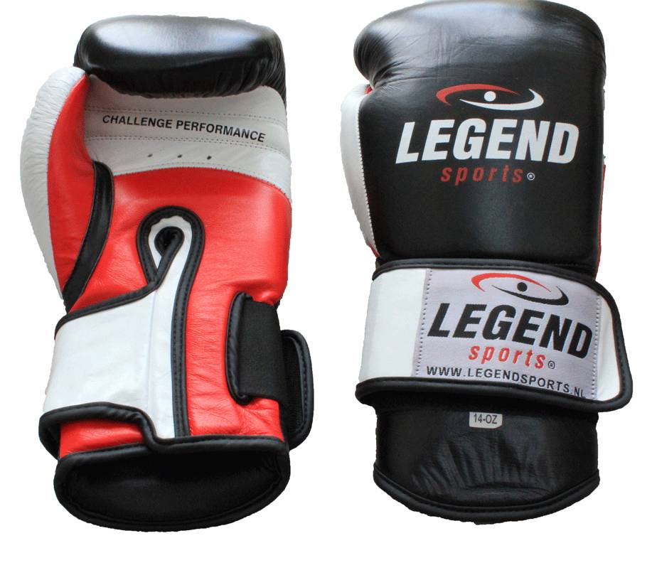 Legend Power Men's/Women's Boxing Gloves Black-White-Red Leather
