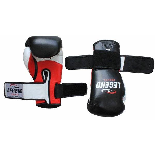 Legend Power Men's/Women's Boxing Gloves Black-White-Red Leather