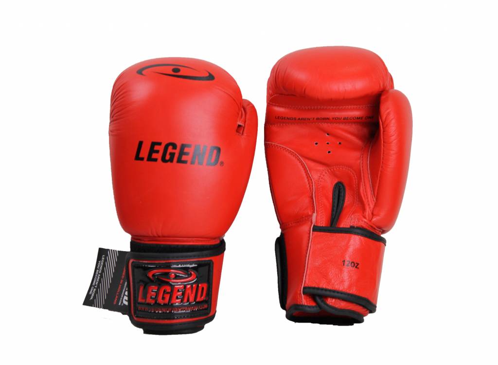 bokshandschoenen kind leer 6oz Rood
