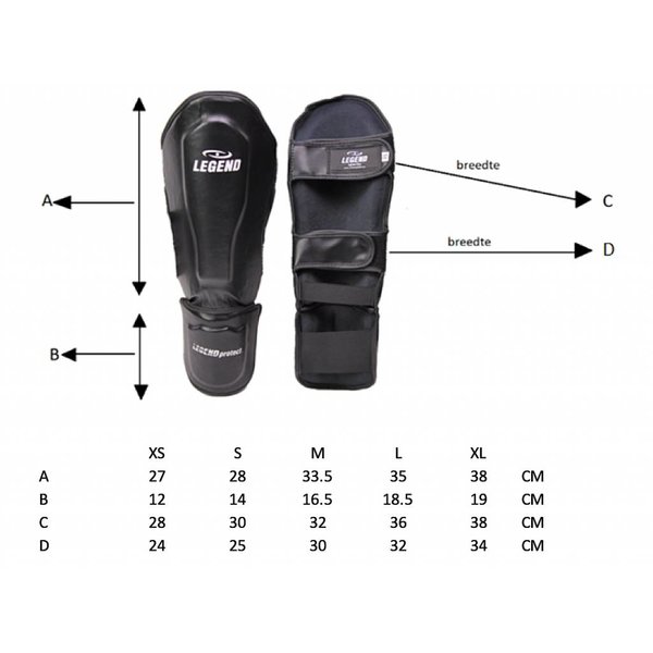 Kickboks Scheenbeschermers  Legend Best Heren/Dames Mat Zwart PU