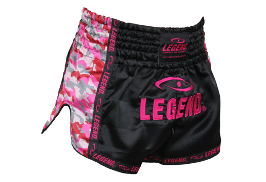 Kickboks Broekje Meisjes/Dames Camo Roze Satijn