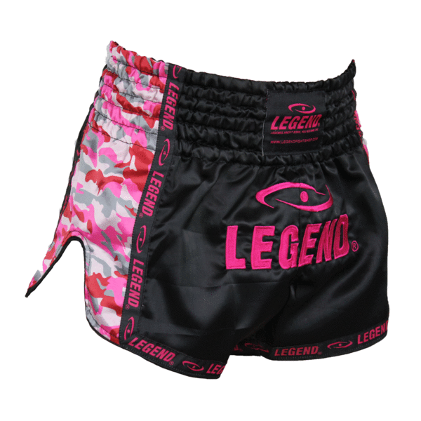 Kickboks Broekje Meisjes/Dames Camo Roze Satijn