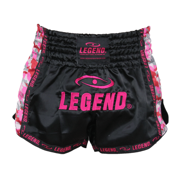Kickboks Broekje Meisjes/Dames Camo Roze Satijn