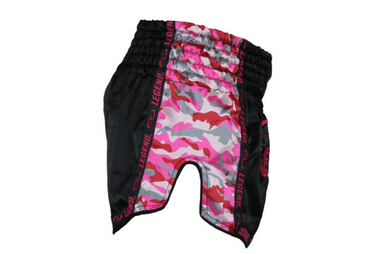 Kickboks Broekje Meisjes/Dames Camo Roze Satijn