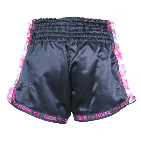 Kickboks Broekje Meisjes/Dames Camo Roze Satijn