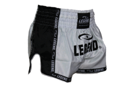 Kickboks Broekje Kids/Volwassenen Zwart/Wit Satijn