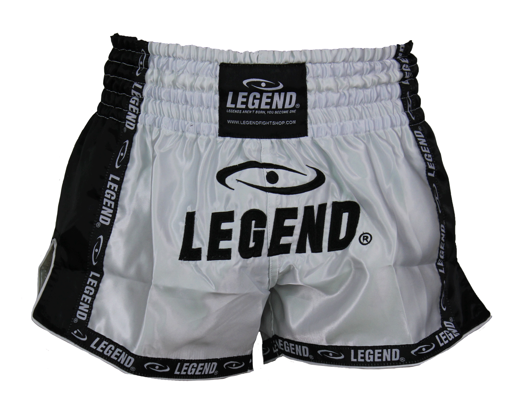 Kickboxing Shorts Kids/Adults Black/White Satin