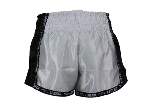 Kickboks Broekje Kids/Volwassenen Zwart/Wit Satijn