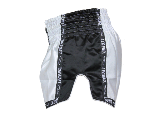 Kickboks Broekje Kids/Volwassenen Zwart/Wit Satijn