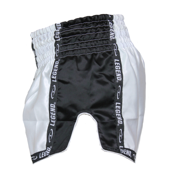 Kickboks Broekje Kids/Volwassenen Zwart/Wit Satijn Kickboks Broekje Kids/Volwassenen Zwart/Wit Satijn